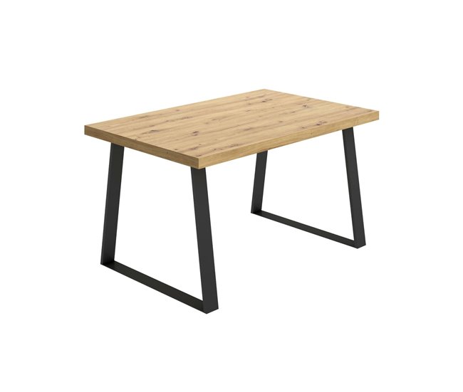 Conforama Mesa fija Darrigh Estante de comedor multiusos Mesa rectangular de cocina o comedor 140x90h75 cm Roble Nodi
