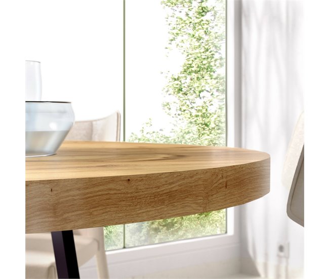 Conforama Mesa Fija Daureli Mesa De Comedor Multiusos Mesa Redonda De Cocina O Comedor 120x120h75 Cm Roble Nodi