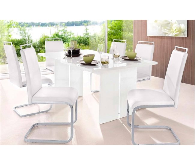 Conforama Mesa Fija Ddesogu Estante Rectangular De Diseño Mesa De Cocina 100% Made In Italy 160x90h75 Cm Blanco Brillo