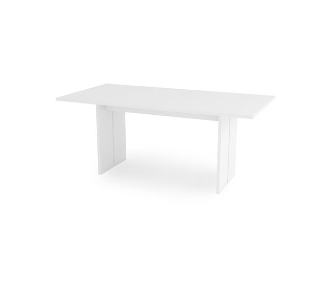 Conforama Mesa fija Ddesogu Estante rectangular de diseño Mesa de cocina 100% Made in Italy 160x90h75 cm Blanco brillo