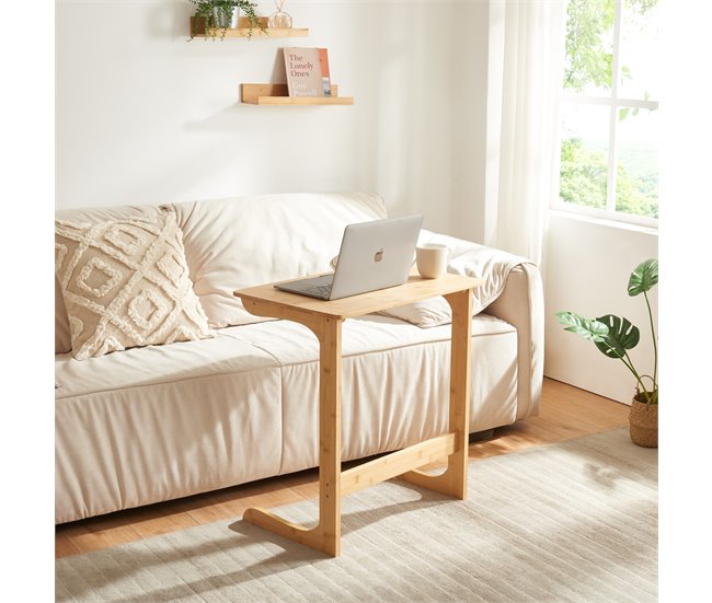 Conforama Mesa Para Portátil Hægebostad Bambú 65x60x40cm - Natural [en.casa]