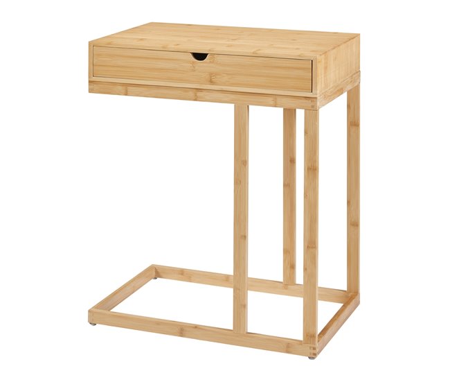 Conforama Mesa Para Portátil Kåfjord Con Cajón Bambú 68x35x55cm - Natural [en.casa]