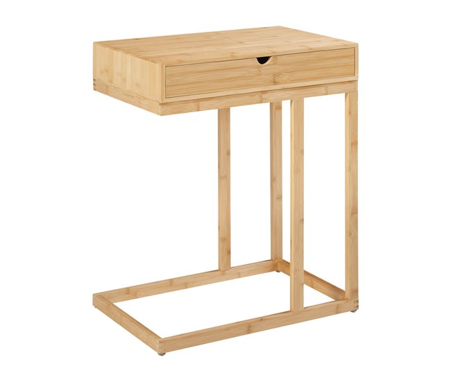 Conforama Mesa para portátil Kåfjord con cajón bambú 68x35x55cm - Natural [en.casa]