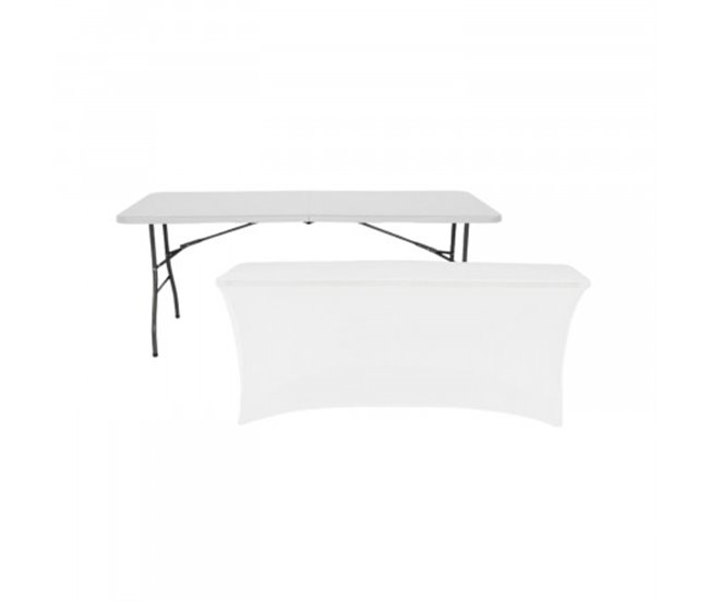 Conforama Mesa Plegable 240cm Blanca + Funda Catering 7house