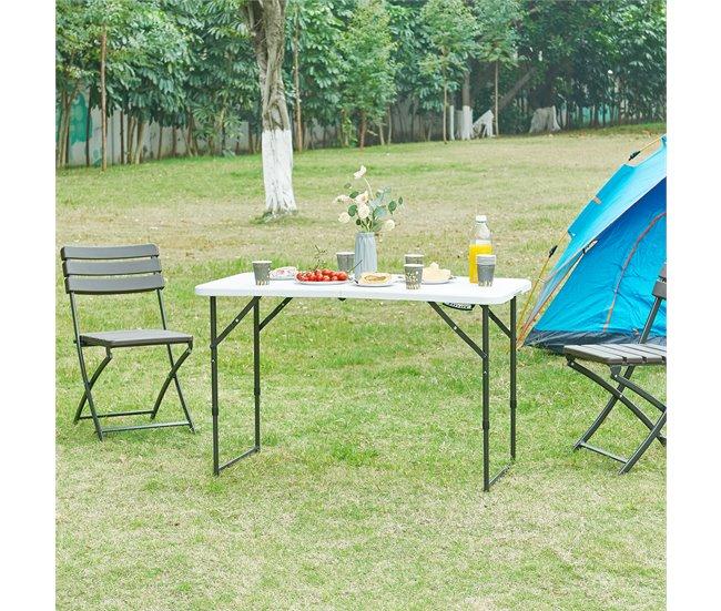 Conforama Mesa Plegable Adelfia Altura Regulable Metal/plástico 120x60cm - Blanco [en.casa]