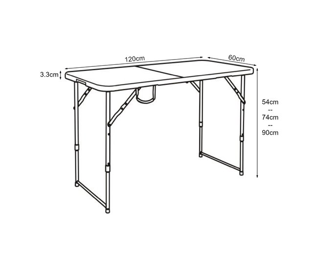 Conforama Mesa Plegable Adelfia Altura Regulable Metal/plástico 120x60cm - Blanco [en.casa]