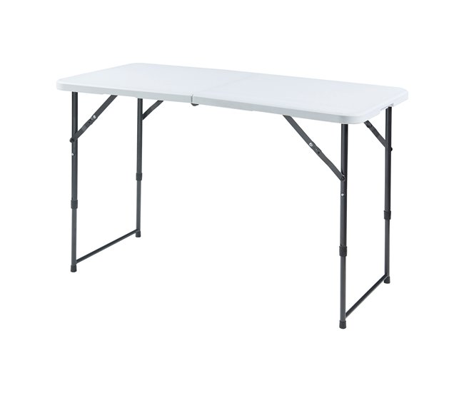 Conforama Mesa plegable Adelfia altura regulable metal/plástico 120x60cm - Blanco [en.casa]