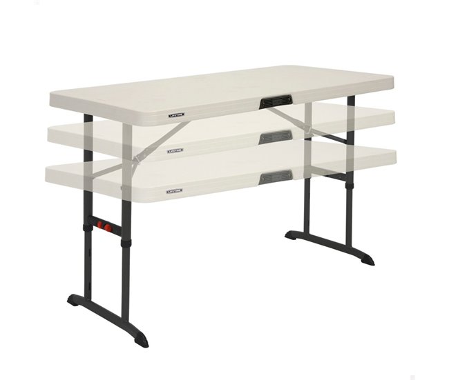 Conforama Mesa plegable ajustable en altura Lifetime 122x61x61-86 cm