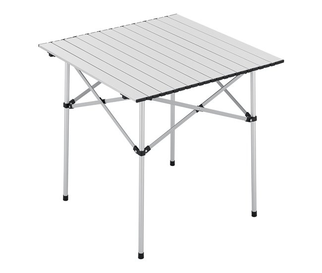 Conforama Mesa Plegable Camping Castilenti Aluminio 70x70x70 Cm- Plateado [en.casa]