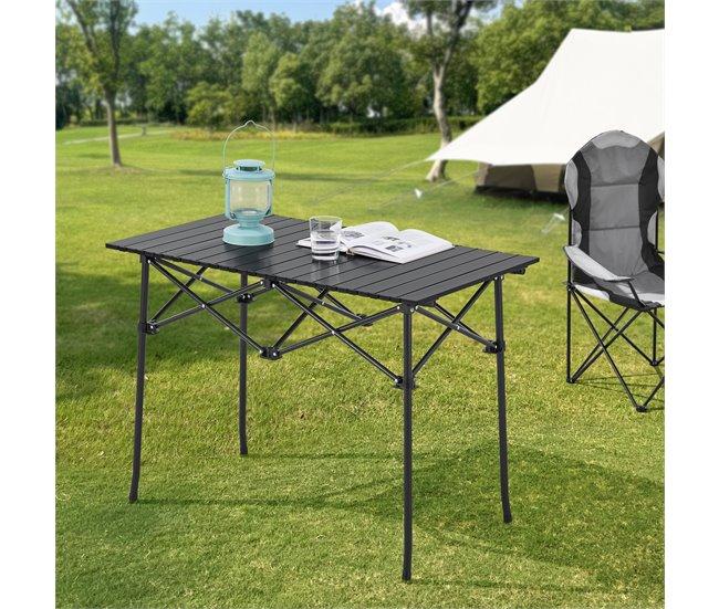 Conforama Mesa Plegable Camping Castilenti Aluminio 94x55x68 Cm - Negro [en.casa]