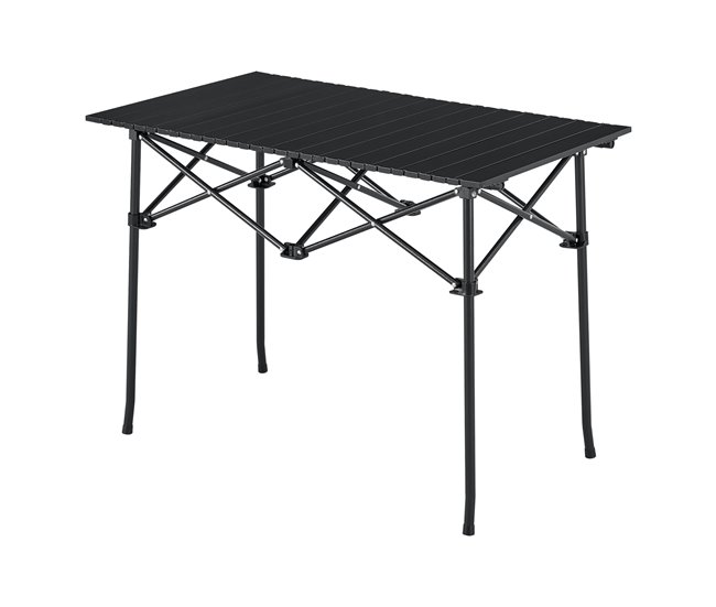 Conforama Mesa plegable camping Castilenti aluminio 94x55x68 cm - Negro [en.casa]