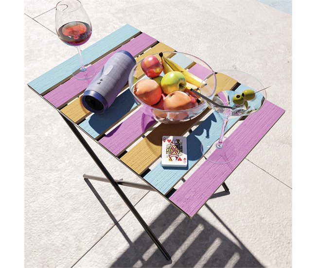 Conforama Mesa Plegable Camping Cavallino Pino/metal 60x40x57cm - Multicolor [en.casa]