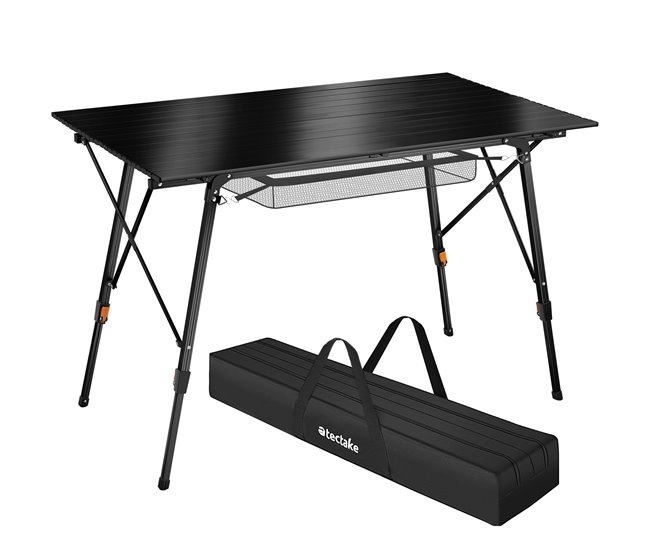 Conforama Mesa Plegable De Aluminio Bastián Ajustable En Altura Negro