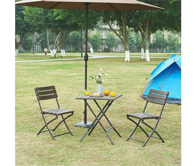 Conforama Mesa Plegable Lillestrøm Exterior Metal/plástico 62x62x73cm - Efecto Madera [en.casa]