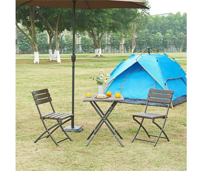 Conforama Mesa Plegable Lillestrøm Exterior Metal/plástico 62x62x73cm - Efecto Madera [en.casa]