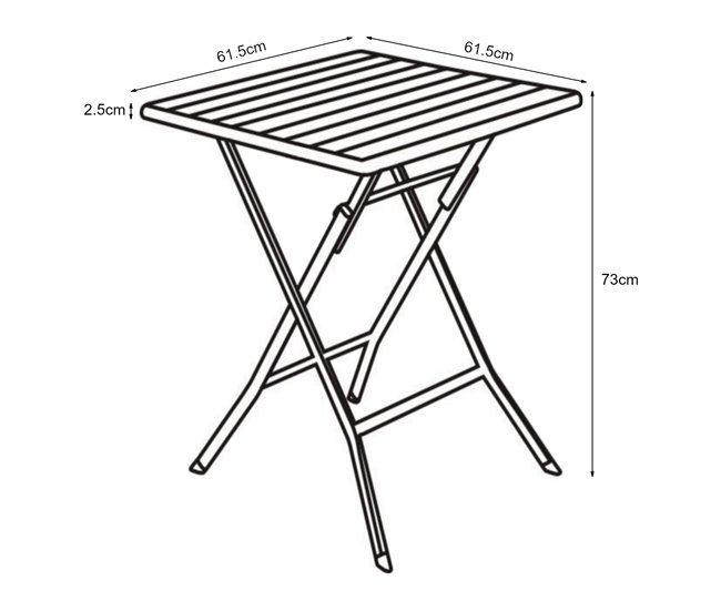 Conforama Mesa Plegable Lillestrøm Exterior Metal/plástico 62x62x73cm - Efecto Madera [en.casa]