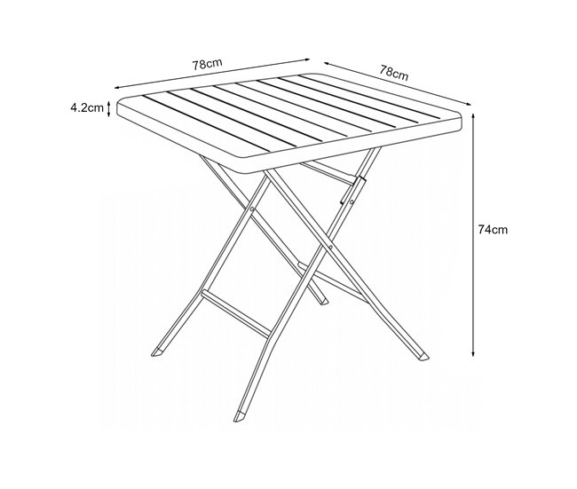 Conforama Mesa Plegable Lillestrøm Exterior Metal/plástico 78x78x74cm - Efecto Madera [en.casa]