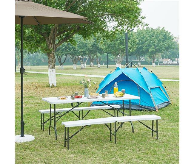 Conforama Mesa Plegable Ljusnarsberg Exterior Metal/plástico 180x75x72cm - Blanco [en.casa]