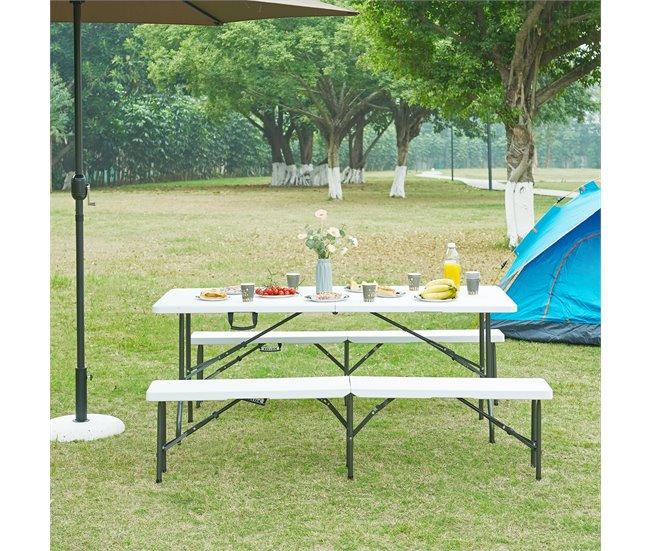 Conforama Mesa Plegable Ljusnarsberg Exterior Metal/plástico 180x75x72cm - Blanco [en.casa]