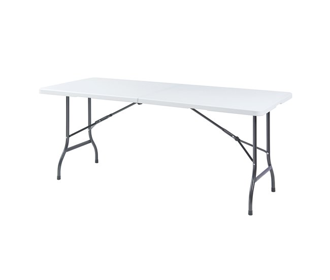 Conforama Mesa plegable Ljusnarsberg exterior metal/plástico 180x75x72cm - Blanco [en.casa]