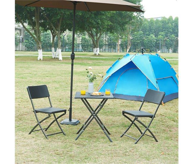 Conforama Mesa Plegable Mark Exterior Metal/plástico 62x62x73cm - Efecto Ratán Negro [en.casa]