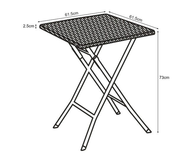 Conforama Mesa Plegable Mark Exterior Metal/plástico 62x62x73cm - Efecto Ratán Negro [en.casa]