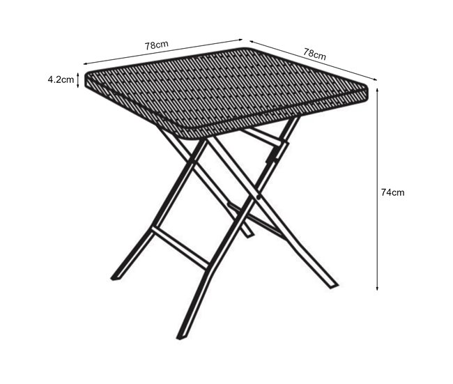Conforama Mesa Plegable Mark Exterior Metal/plástico 78x78x74cm - Efecto Ratán Negro [en.casa]