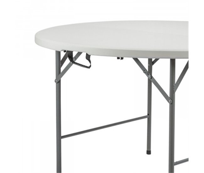 Conforama Mesa Plegable Redonda Efecto Granito Blanco Ø121x74cm Thinia Home