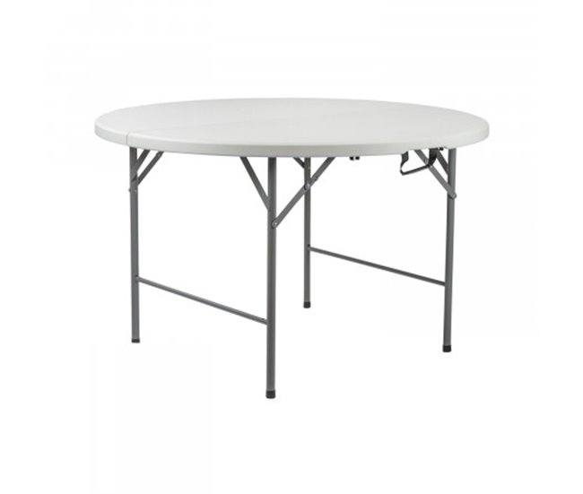 Conforama Mesa Plegable Redonda Efecto Granito Blanco Ø121x74cm O91