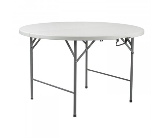 Conforama Mesa Plegable Redonda Efecto Granito Blanco Ø150x74cm O91
