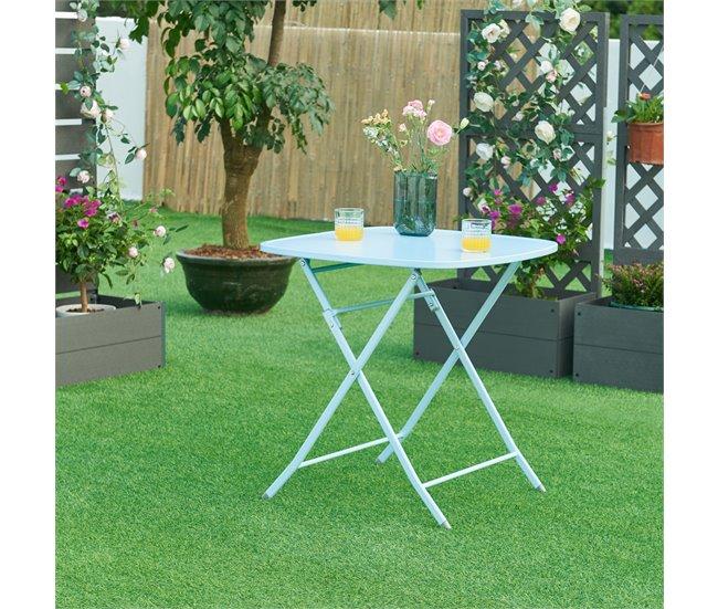 Conforama Mesa Plegable Sande Cuadrada - Azul Celeste [en.casa]