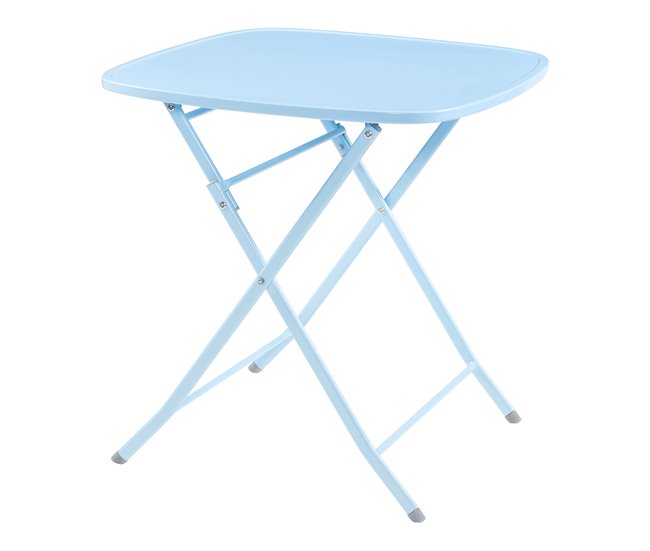Conforama Mesa plegable Sande cuadrada - Azul Celeste [en.casa]