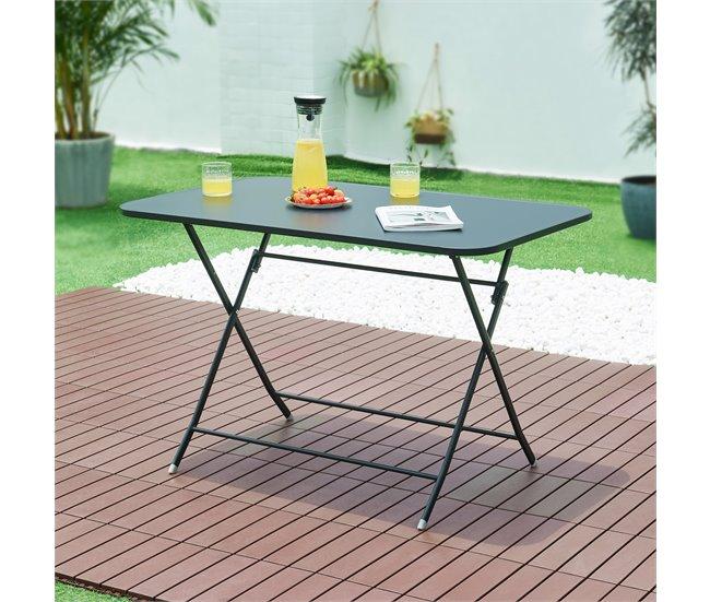Conforama Mesa Plegable Sande Rectangular - Negro [en.casa]
