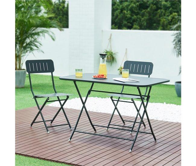 Conforama Mesa Plegable Sande Rectangular - Negro [en.casa]