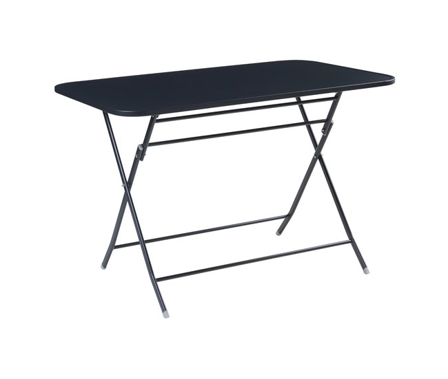 Conforama Mesa plegable Sande rectangular - Negro [en.casa]