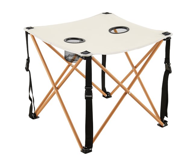 Conforama Mesa Portátil Con 2 Sillas Plegables Camping Banzi Acero Tela - Beige [casa.pro]