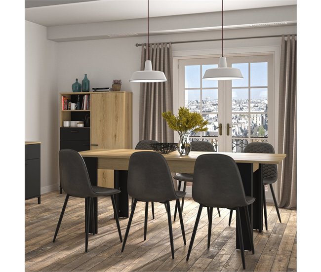 Conforama Mesa Rectangular 4 Patas 1 Extensión L200 Cm - TRUST