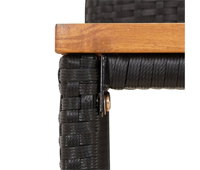Conforama Mesa Y Taburetes Altos Jardin 11 Piezas Madera Y Ratán Pe Negro Longitud Mesa 180 Cm