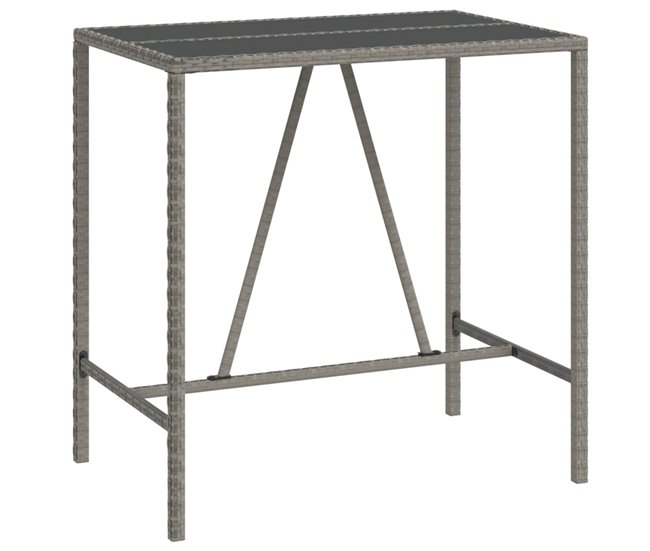 Conforama Mesa Y Taburetes Altos Jardin Y Cojines 7 Piezas Ratán Pe Gris Longitud Mesa 110 Cm