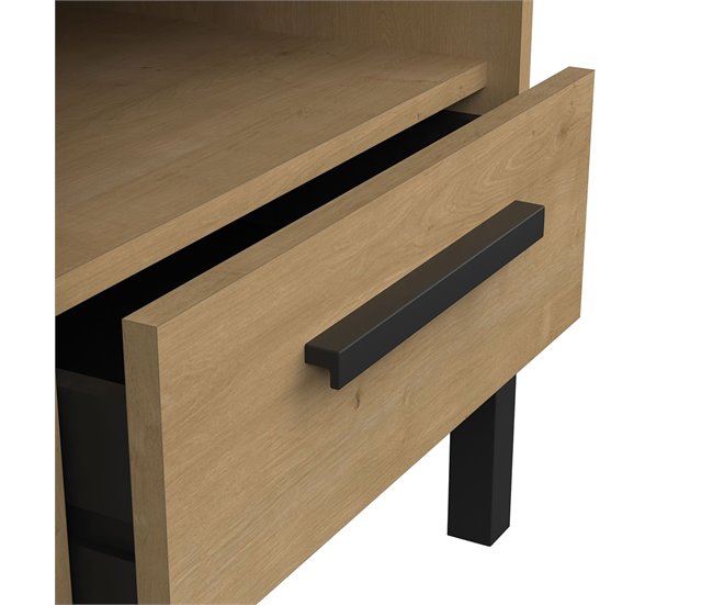 Conforama Mesilla De Noche 1 Cajón Y 1 Estante Decorativo Roble Y Negro Mate Craft - L44 6 Cm