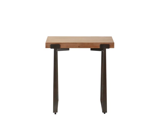 Conforama Mesita Auxiliar Madera Metal Marron 58x58x61cm
