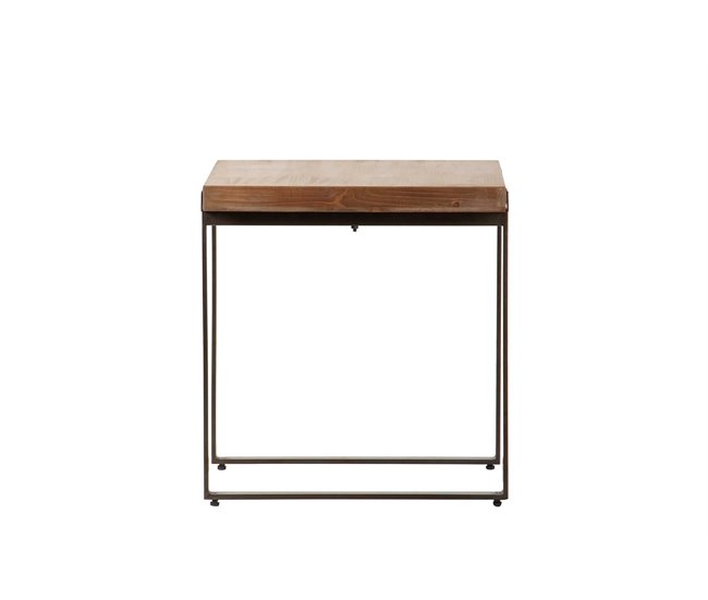 Conforama Mesita Auxiliar Madera Metal Marron 58x58x61cm