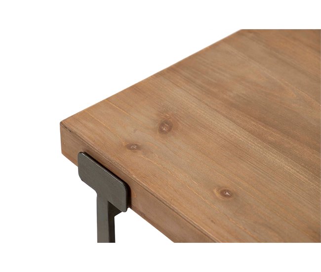 Conforama Mesita Auxiliar Madera Metal Marron 58x58x61cm
