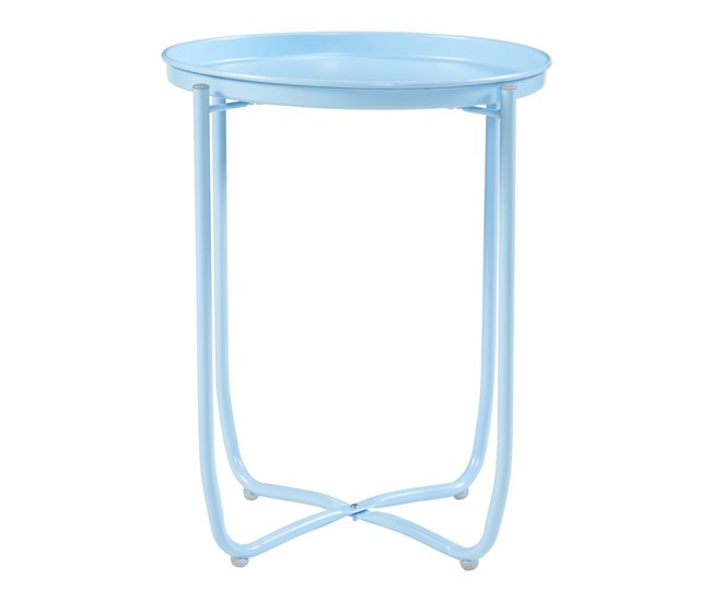 Conforama Mesita De Jardín Sandefjord Acero 53x40 Cm - Azul Celeste [en.casa]