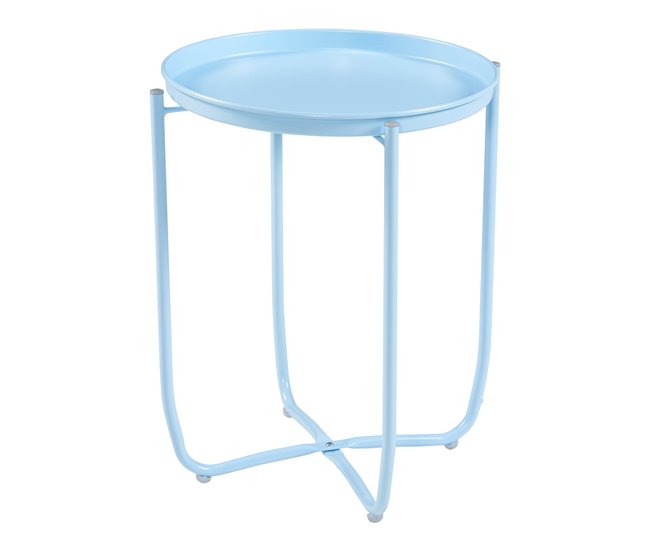 Conforama Mesita de jardín Sandefjord acero 53x40 cm - Azul Celeste [en.casa]