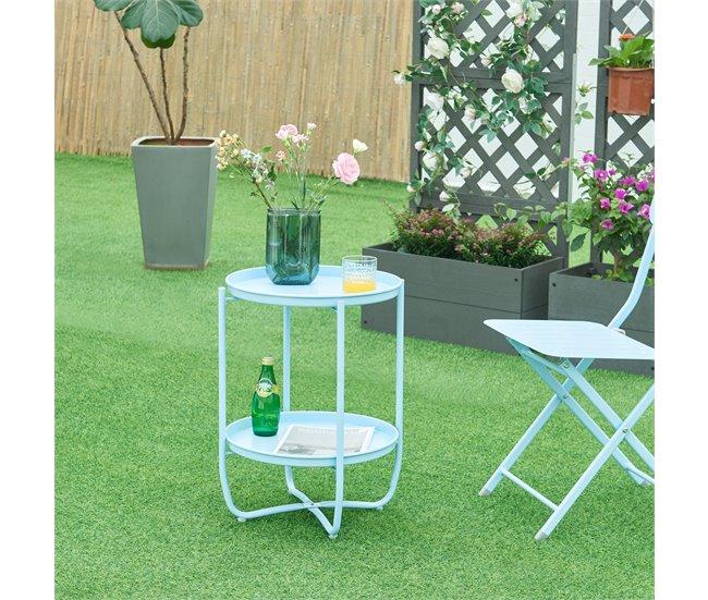 Conforama Mesita De Jardín Sandefjord Acero 57 5x40 Cm - Azul Celeste [en.casa]