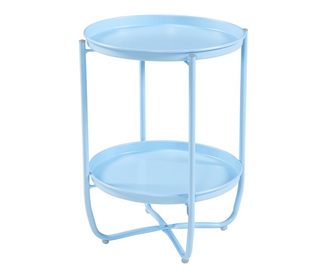 Conforama Mesita de jardín Sandefjord acero 57 5x40 cm - Azul Celeste [en.casa]