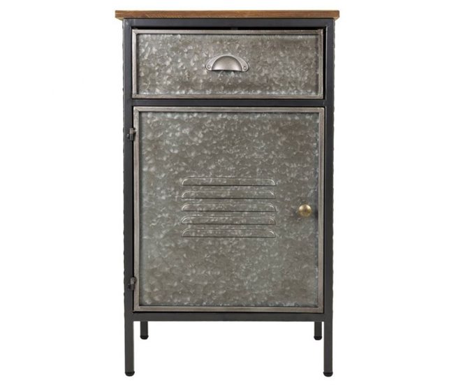 Conforama Mesita De Metal Y Madera De 1 Cajon Y 1 Puerta 42x28x70 5 Cm