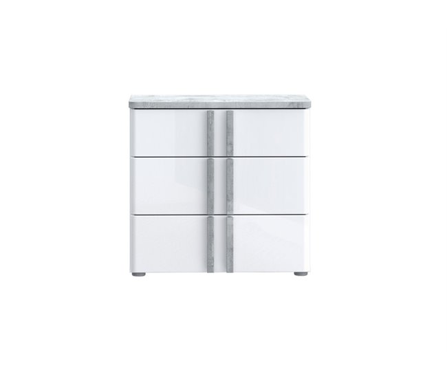 Conforama Mesita de noche 3 cajónes blanco mate BUGANVILLA