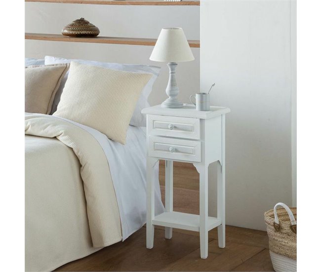Conforama Mesita De Noche Alexandra House Living Blanco 26 X 69 X 37 Cm